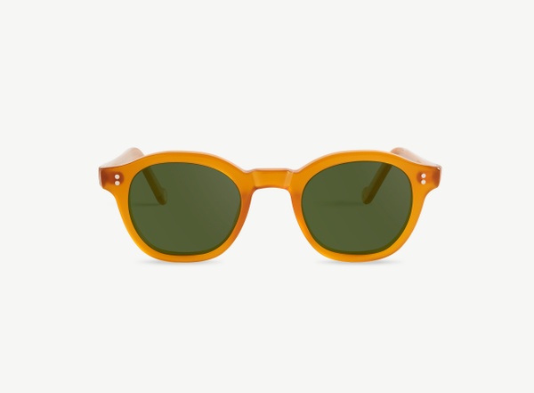Front view of a pair of eyeglasses called the Designer in Marigold