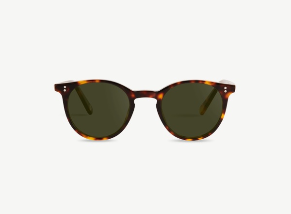Front view of a pair of eyeglasses called the Traveller in Tortoise
