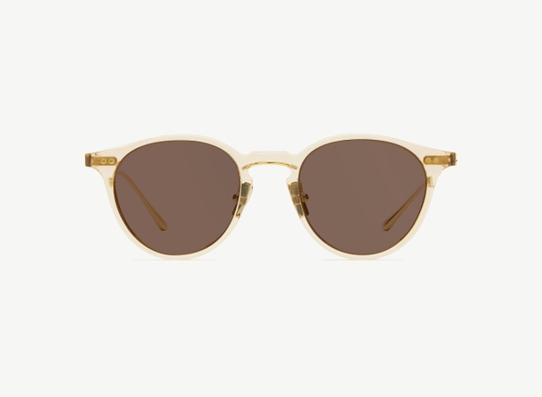 Front view of a pair of eyeglasses called the Lyricist in Nude