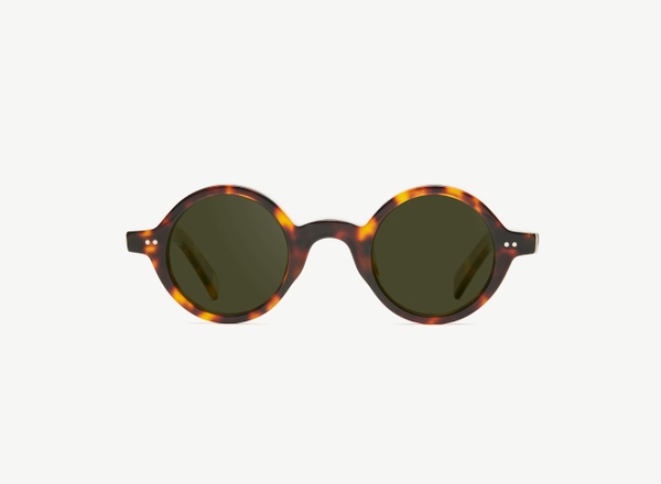 Front view of a pair of eyeglasses called the Poet in Tortoise