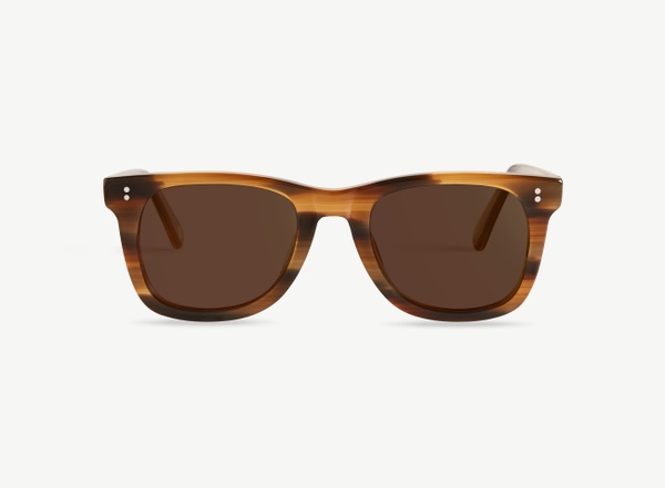 Front view of a pair of eyeglasses called the Mentor in Walnut