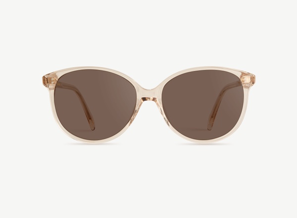 Front view of a pair of eyeglasses called the Stylist in Nude