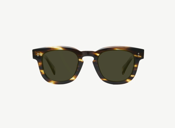 Front view of a pair of eyeglasses called the Romeo in Tobacco