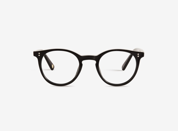 Front view of a pair of eyeglasses called the Traveller in Black