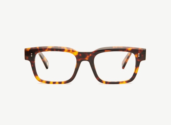 Front view of a pair of eyeglasses called the Expert in Tortoise