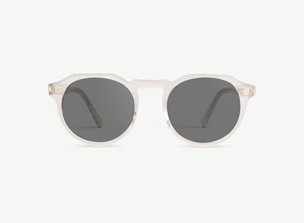 Front view of a pair of eyeglasses called the Sculptor in Crystal