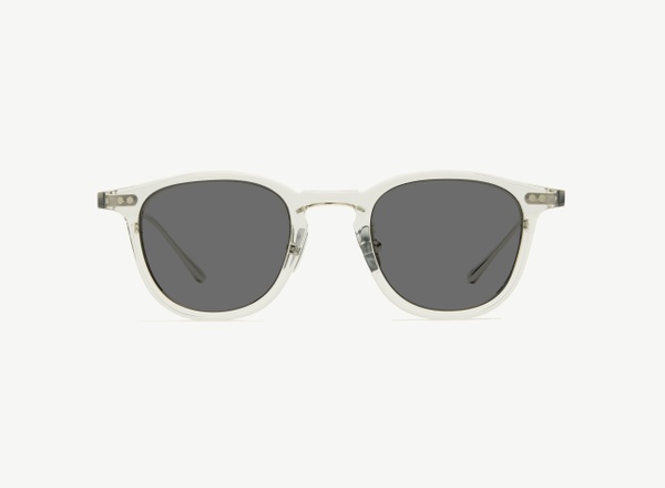 Front view of a pair of eyeglasses called the Critic in Smoke