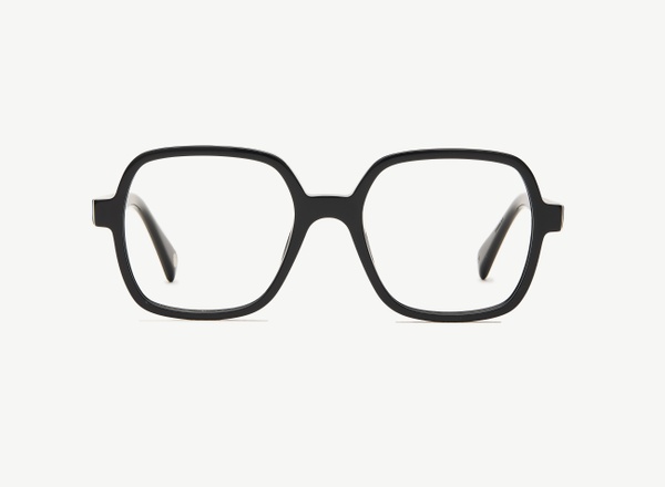 Front view of a pair of eyeglasses called the Reporter in Black