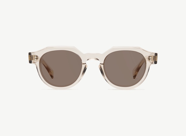 Front view of a pair of eyeglasses called the Pathfinder in Nude