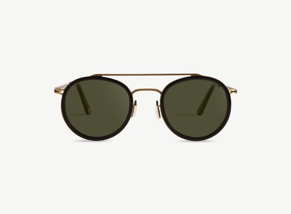 Front view of a pair of eyeglasses called the Player in Black