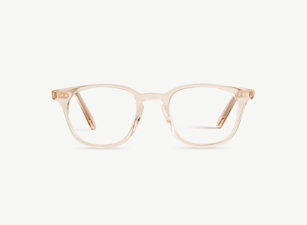 Front view of a pair of eyeglasses called the Samaritan in Nude