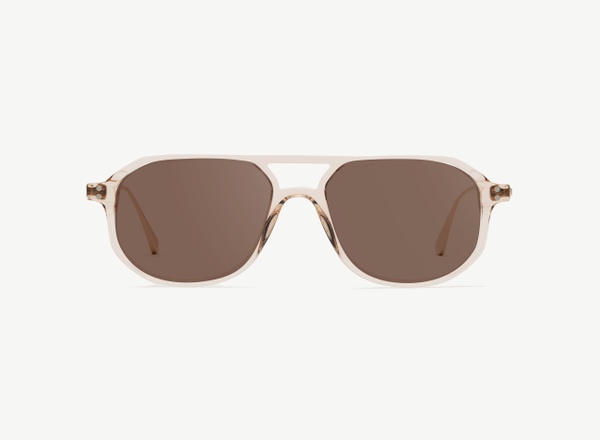 Front view of a pair of eyeglasses called the Explorer in Nude
