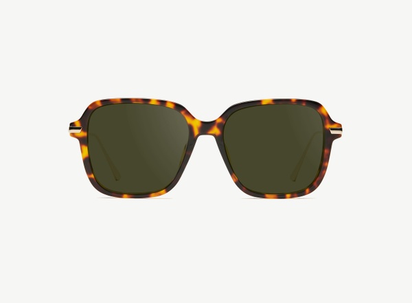 Front view of a pair of eyeglasses called the Lover in Tortoise