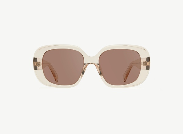 Front view of a pair of eyeglasses called the Fan in Nude