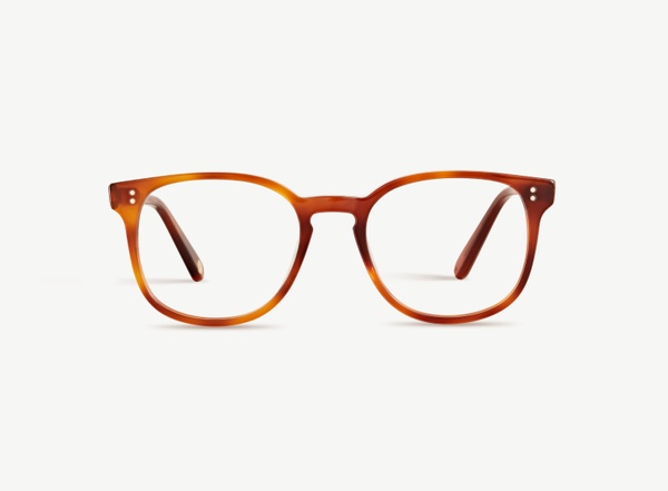 Front view of a pair of eyeglasses called the Superhero in Amber