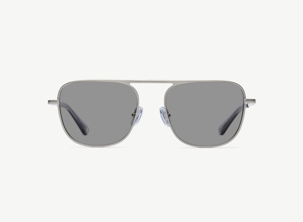 Front view of a pair of eyeglasses called the Pioneer in Gunmetal