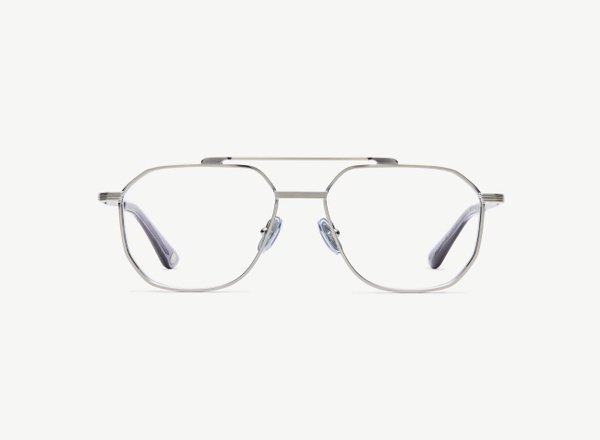 Front view of a pair of eyeglasses called the Maverick in Gunmetal