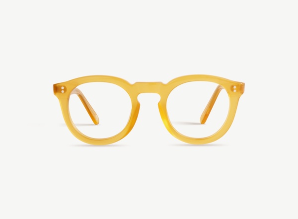 Front view of a pair of eyeglasses called the Charmer in Sunflower