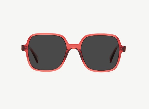 Front view of a pair of eyeglasses called the Reporter in Burgundy