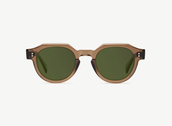 Front view of a pair of eyeglasses called the Pathfinder in Cocoa