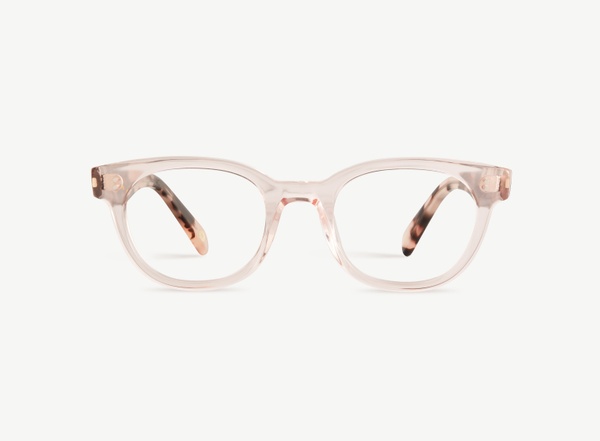 Front view of a pair of eyeglasses called the Epicure in Rose