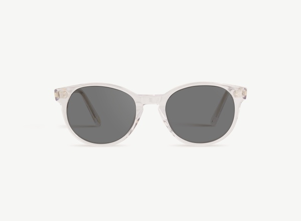 Front view of a pair of eyeglasses called the Londoner in Crystal