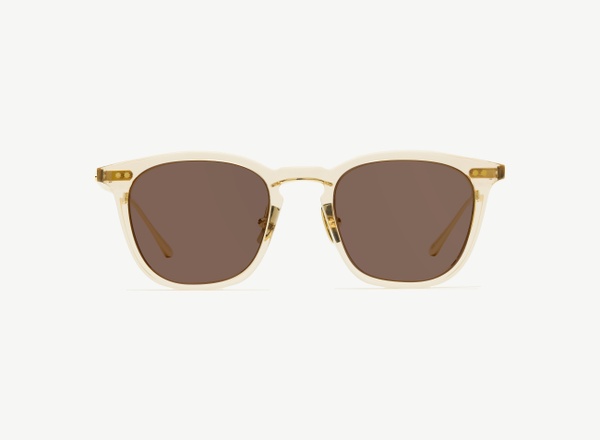 Front view of a pair of eyeglasses called the Trader in Nude