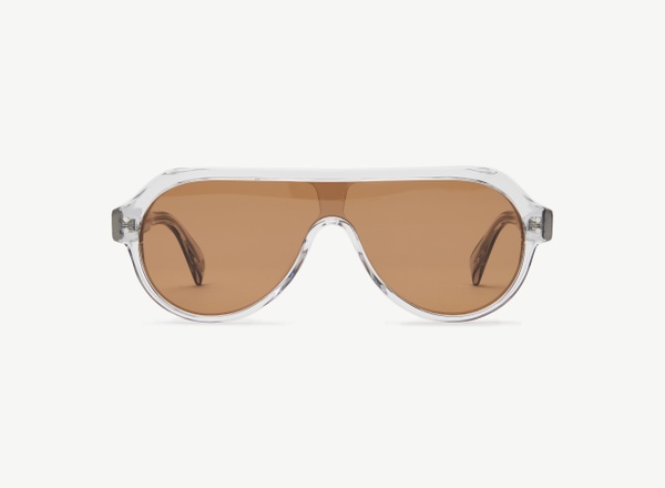 Front view of a pair of eyeglasses called the Seeker in Smoke
