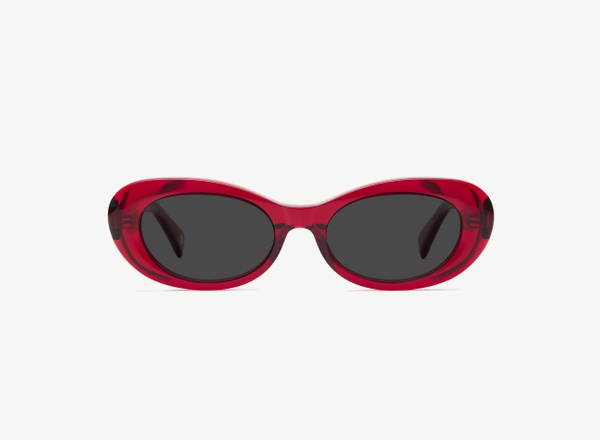Front view of a pair of eyeglasses called the Oracle in Crimson
