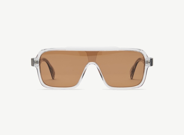 Front view of a pair of eyeglasses called the Rider in Smoke