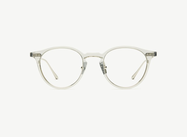 Front view of a pair of eyeglasses called the Lyricist in Smoke