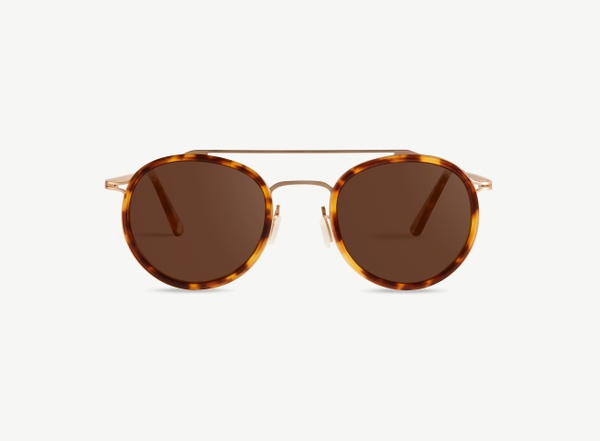 Front view of a pair of eyeglasses called the Player in Caramel