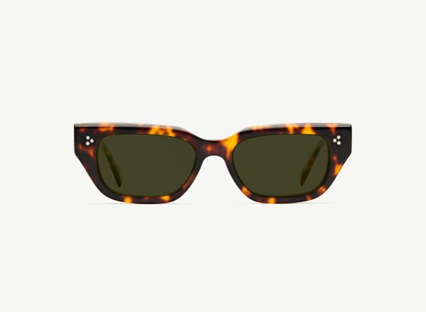 Front view of a pair of eyeglasses called the Publicist in Tortoise