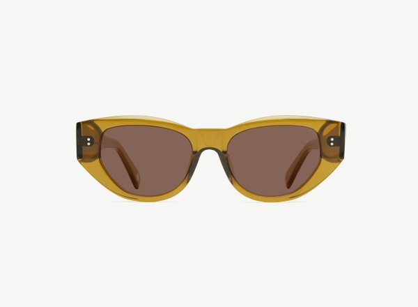 Front view of a pair of eyeglasses called the Rebel in Olive