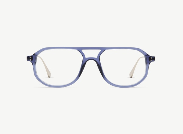 Front view of a pair of eyeglasses called the Explorer in Midnight