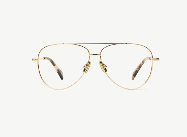 Front view of a pair of eyeglasses called the Soldier in Rose Gold