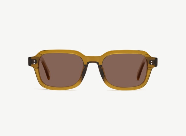 Front view of a pair of eyeglasses called the Prophet in Olive