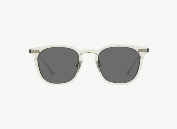 Front view of a pair of eyeglasses called the Trader in Smoke