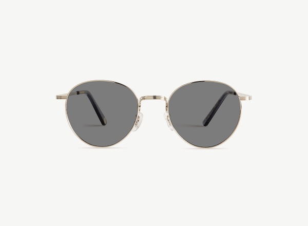Front view of a pair of eyeglasses called the Prodigy in Silver