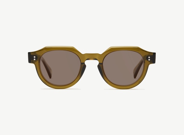 Front view of a pair of eyeglasses called the Pathfinder in Olive