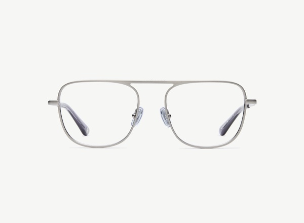 Front view of a pair of eyeglasses called the Pioneer in Gunmetal