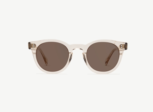 Front view of a pair of eyeglasses called the Messenger in Nude