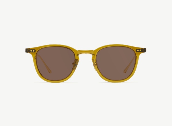 Front view of a pair of eyeglasses called the Critic in Olive