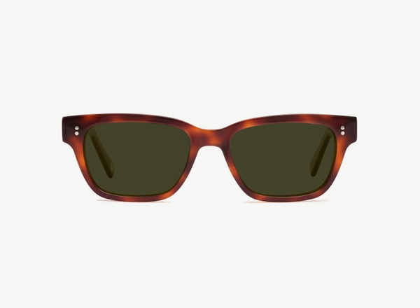 Front view of a pair of eyeglasses called the Exec in Cognac