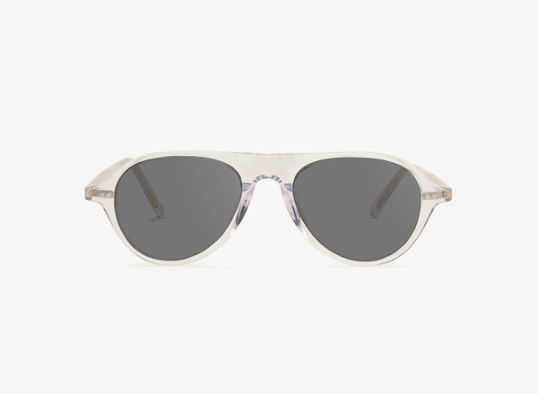Front view of a pair of eyeglasses called the Pilot in Crystal