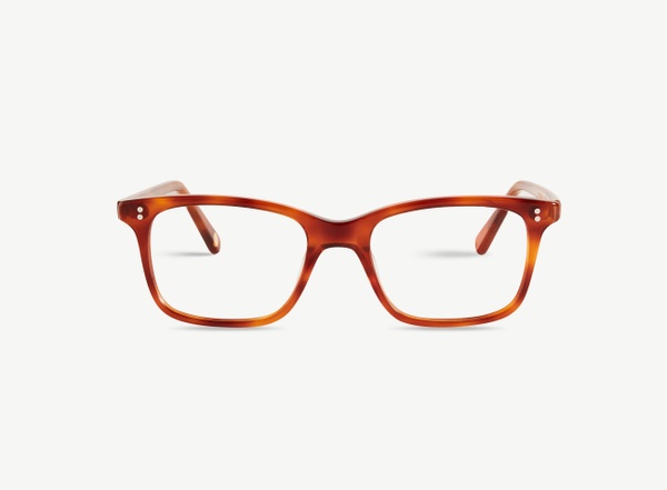 Front view of a pair of eyeglasses called the Thinker in Amber