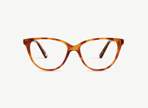 Front view of a pair of eyeglasses called the Cutie in Honey