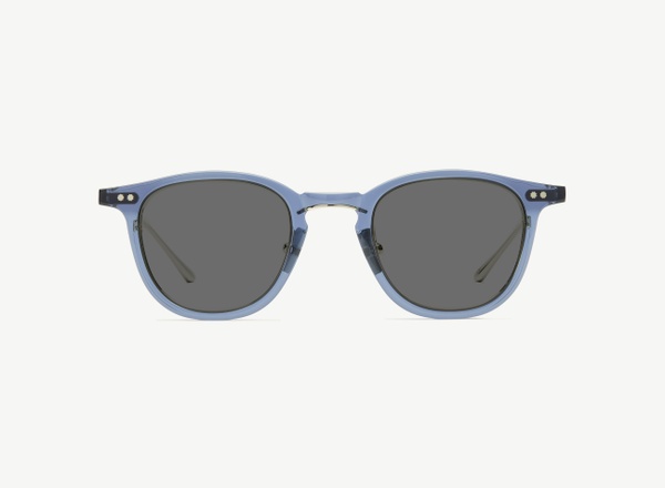 Front view of a pair of eyeglasses called the Critic in Midnight