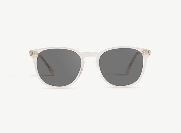Front view of a pair of eyeglasses called the Pal in Crystal