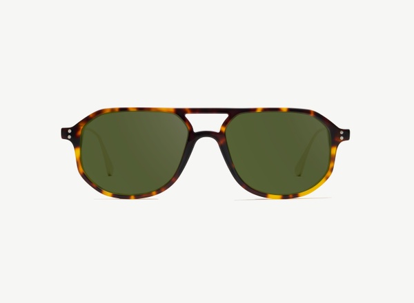 Front view of a pair of eyeglasses called the Explorer in Tortoise